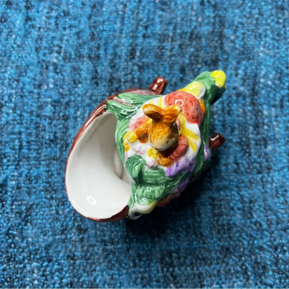 Vintage Merc Asia 1999 Garden Party Ceramic Creamer Bunny Rabbit Floral